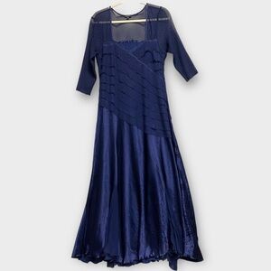 Komarov Women’s Dress XL Charmeuse Chiffon Midi Designer Luxury Fairy Feminine